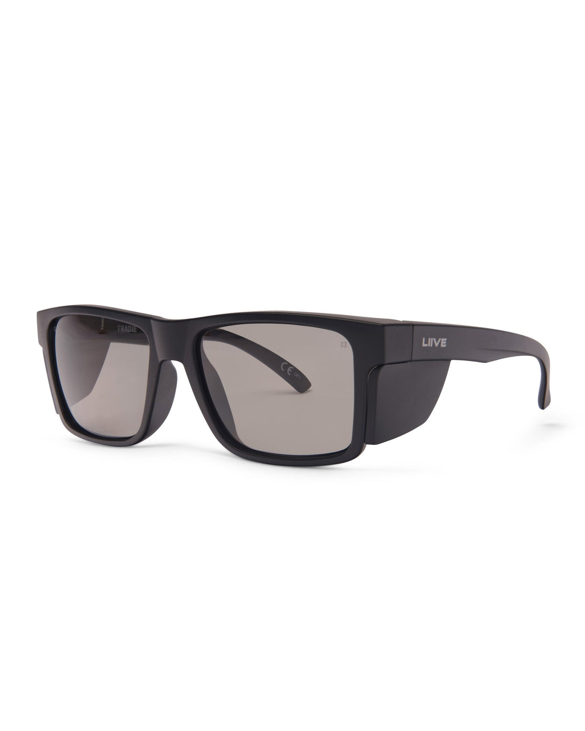 Tradie Safety | Polarised Matt Black Black Blinker | angle