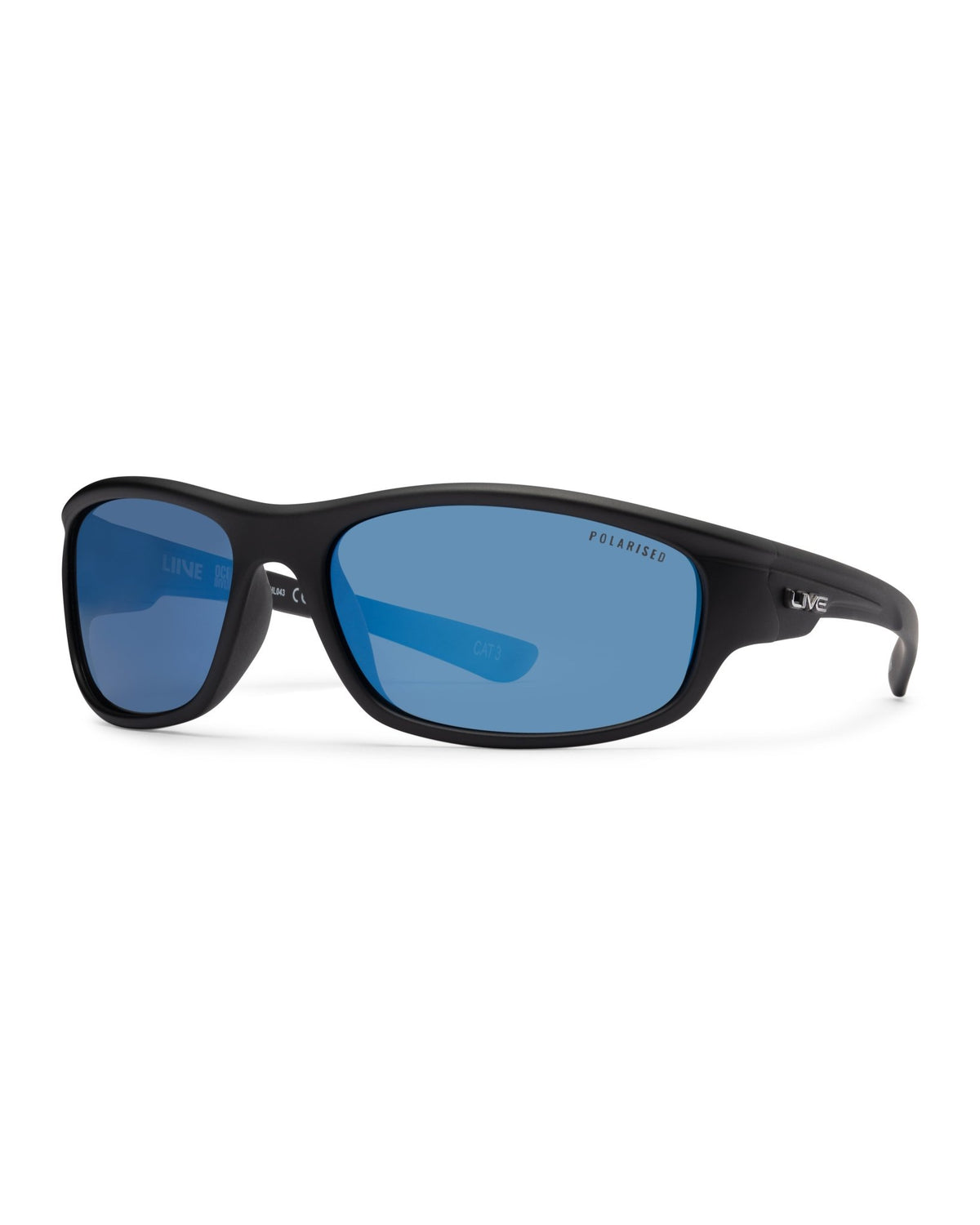 Bream | Blue Mirror Polarised Matt Black | angle