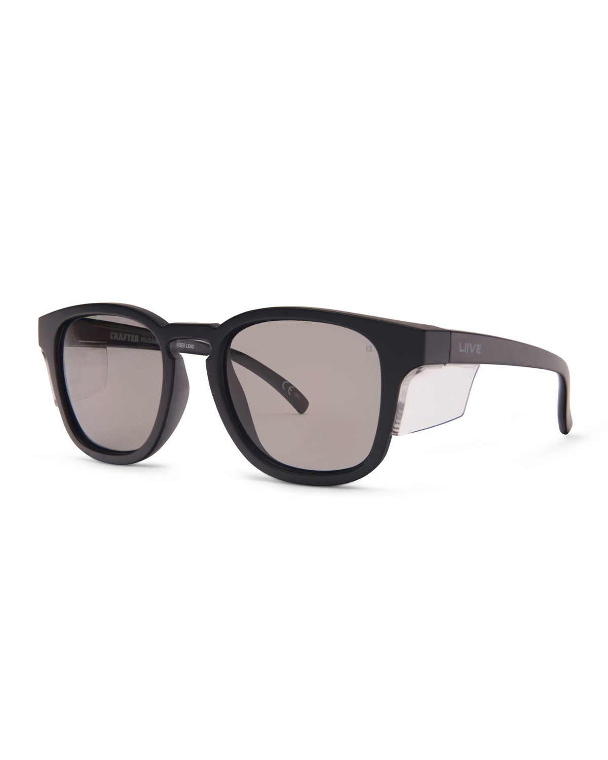 Crafter Safety | Polarised Matt Black Clear Blinker | angle