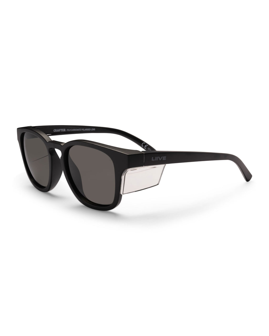 Crafter Safety | Polarised Matt Black Clear Blinker | detail