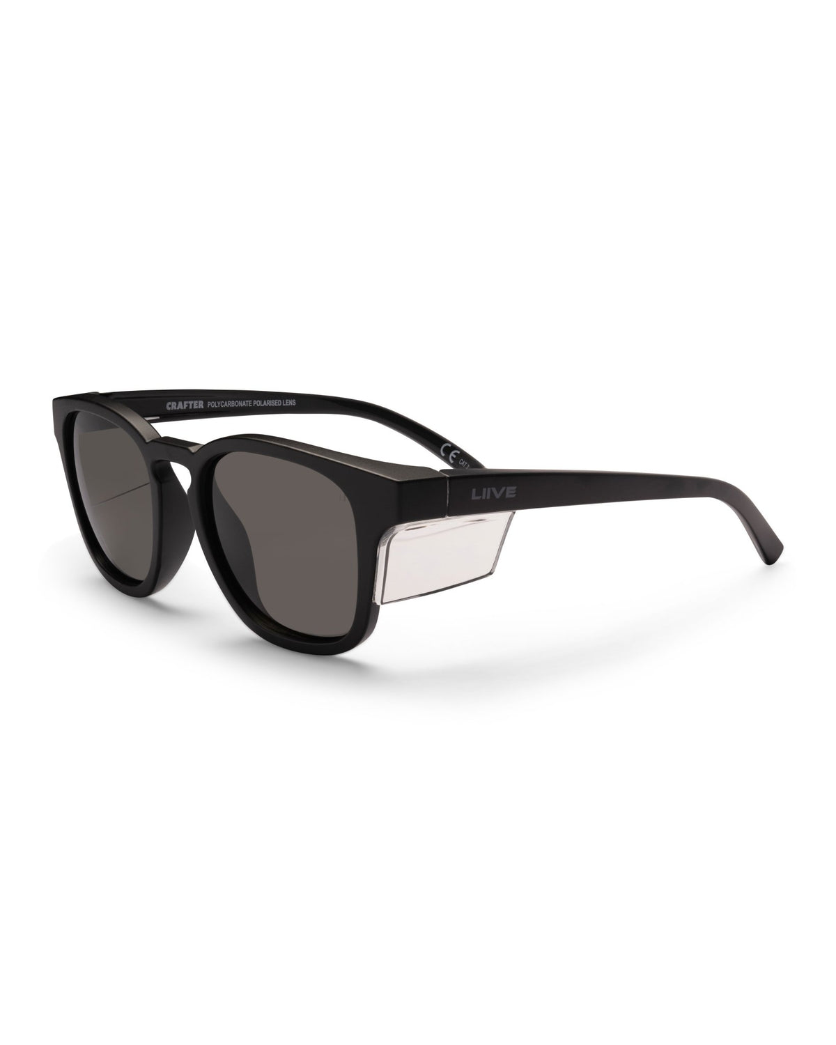Crafter Safety | Polarised Matt Black Clear Blinker | detail