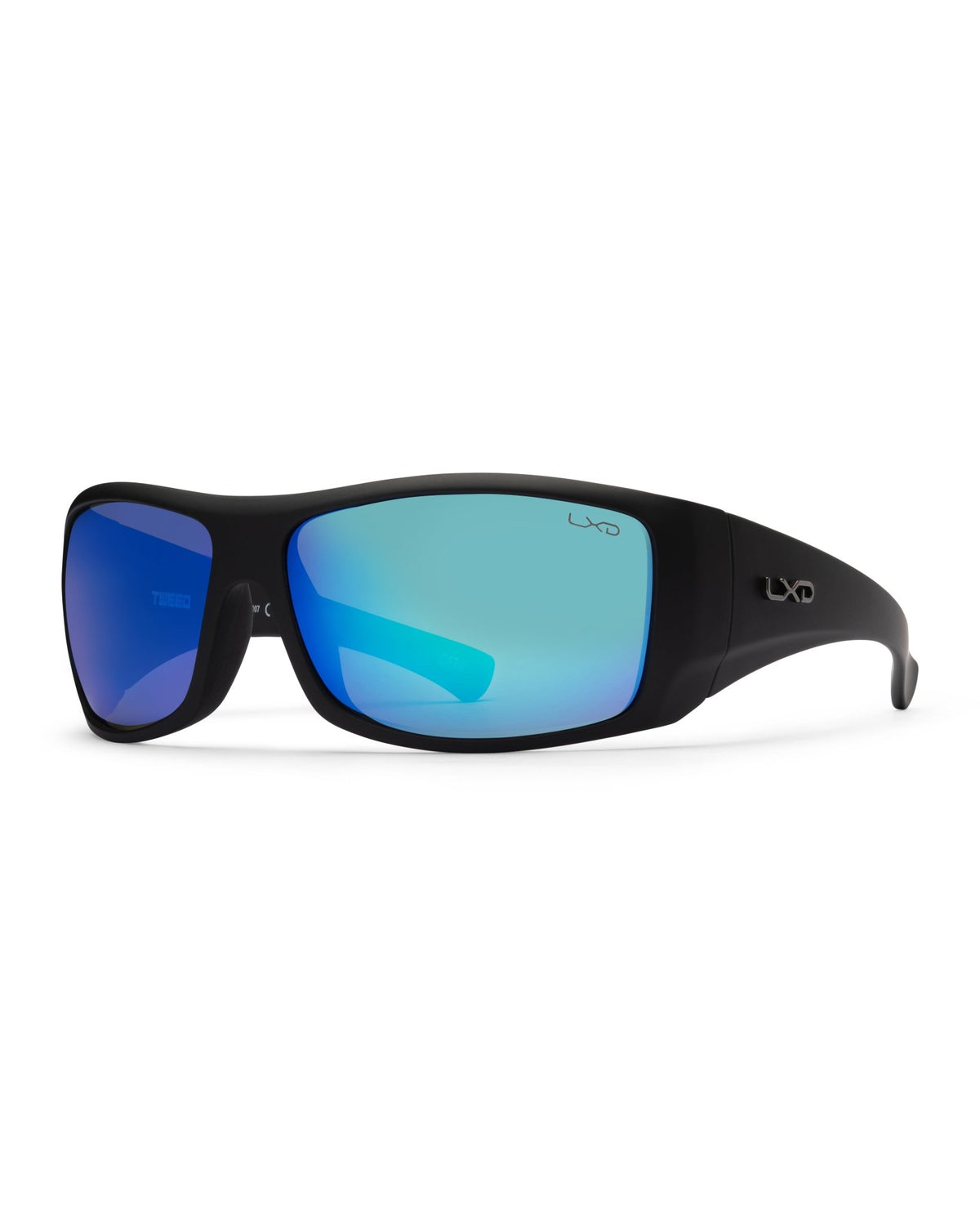 Tweed | Blue Mirror Polarised Matt Black | angle